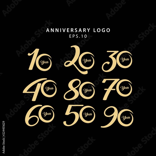 Year Anniversary Set Vector Template Design Illustration