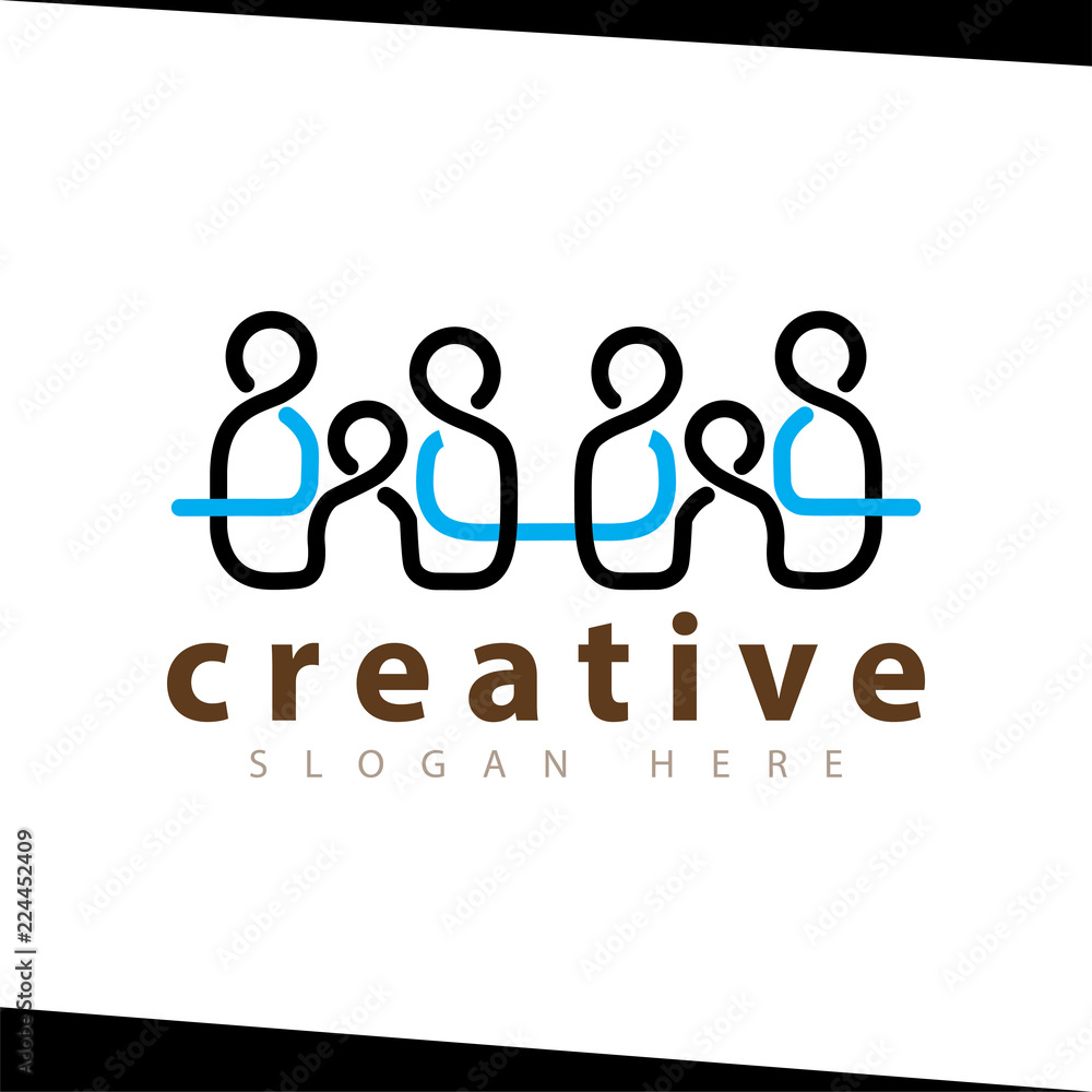 Family People Logo Vector Line