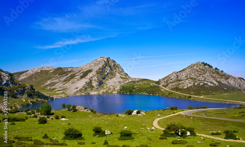 Enol lake at Picos de Europa in Asturias Spain photo