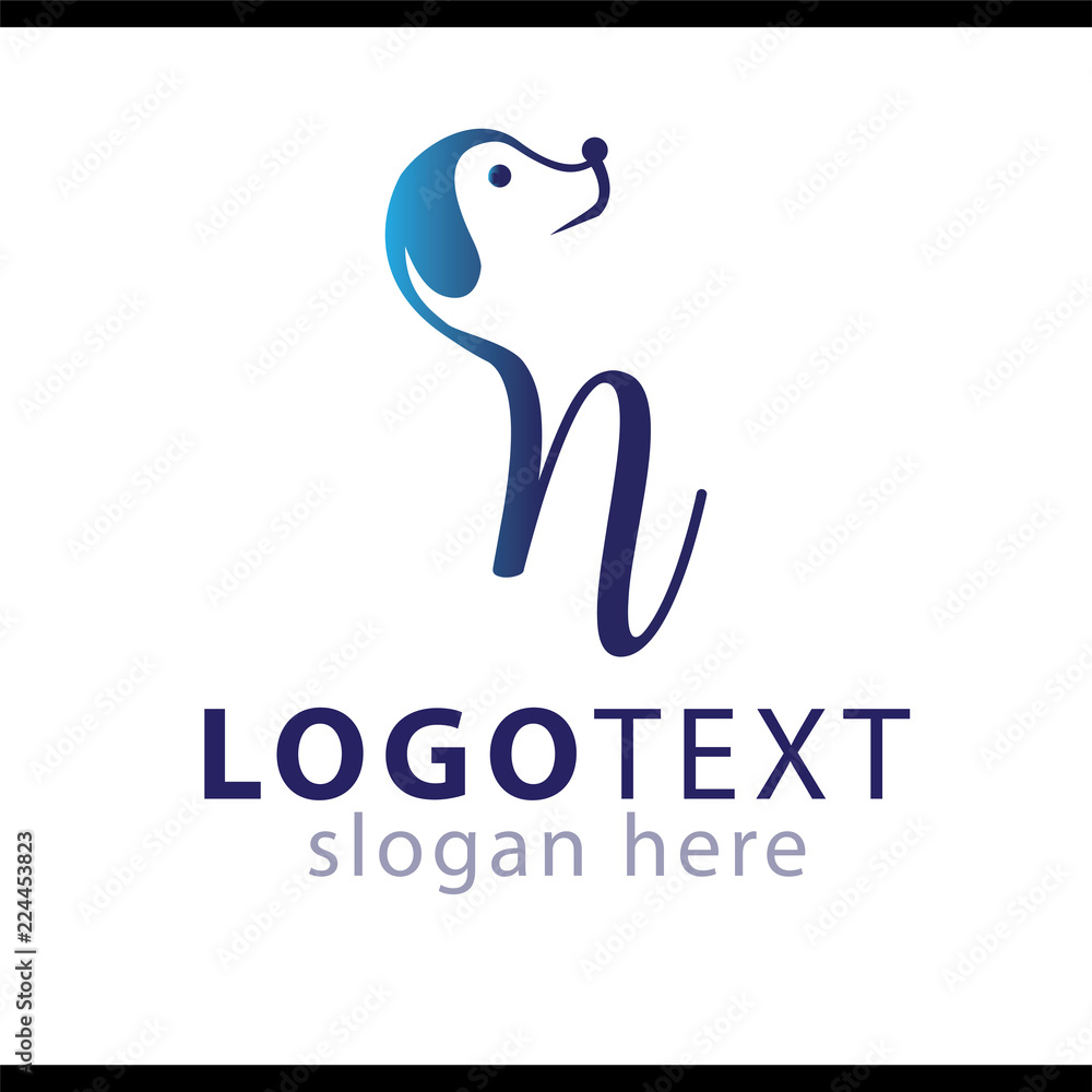 N Letter and Dog Logo N Letter and Dog Logo