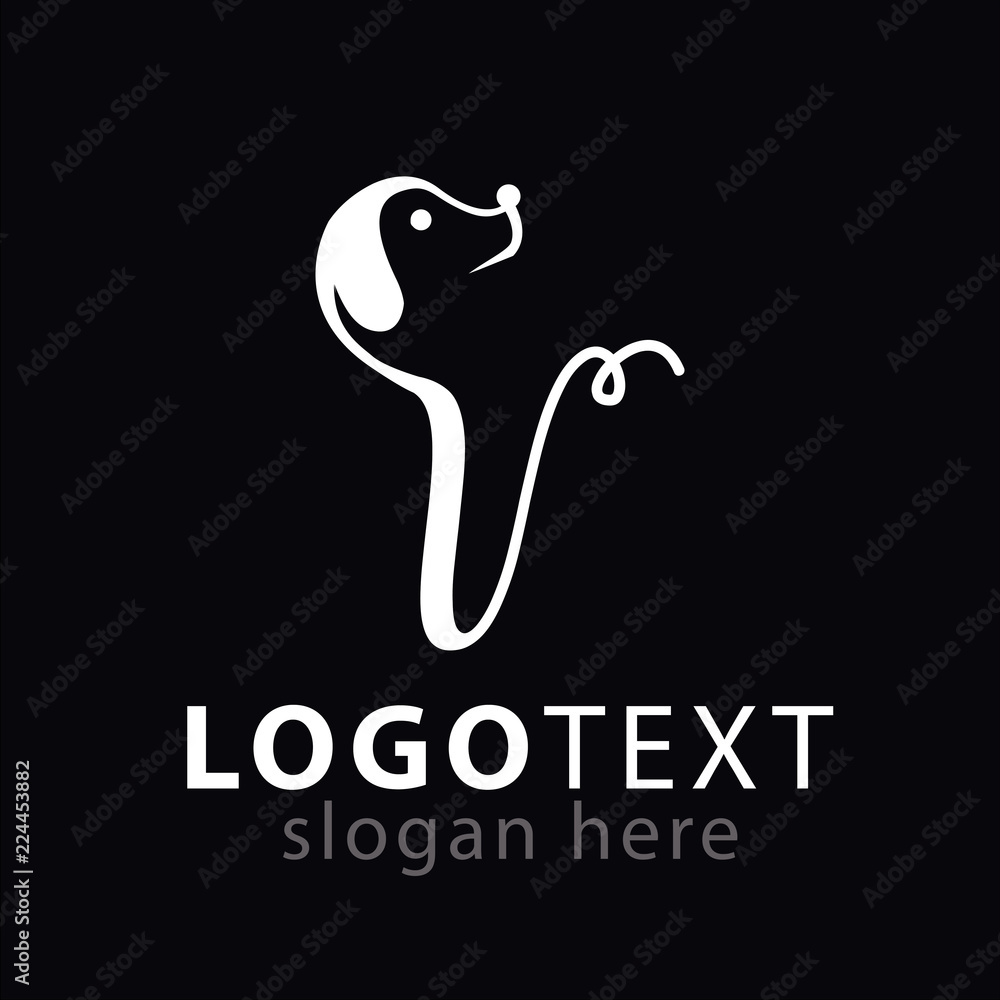 V Letter and Dog Logo V Letter and Dog Logo