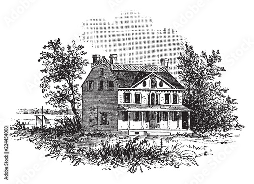 Beekman's Mansion vintage illustration.