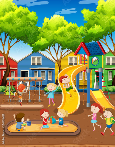 Kids playing on playground