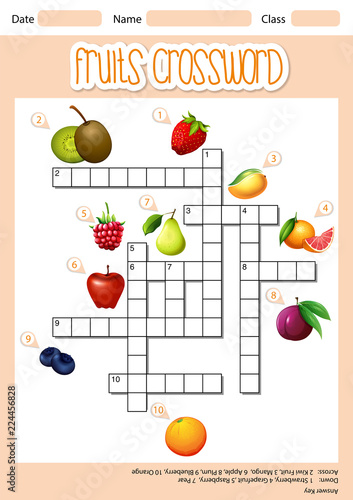 Fruits cross word concept