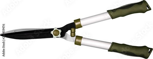 Close up of garden scissors for Trimming bushes isolated on