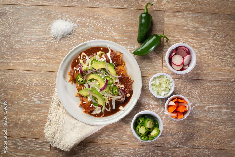Mexican Plate of Red Enchiladas Mexican Plate of Red Enchiladas