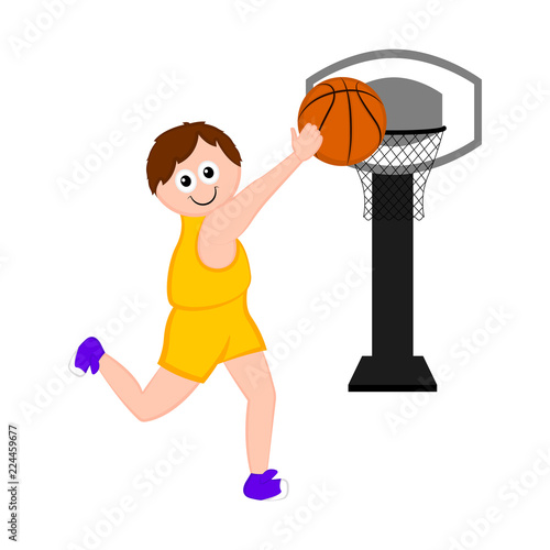 Isolated basketball player scoring a point