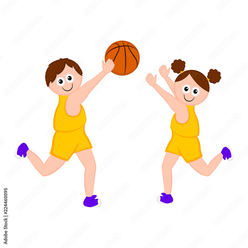 Pair of people playing basketball