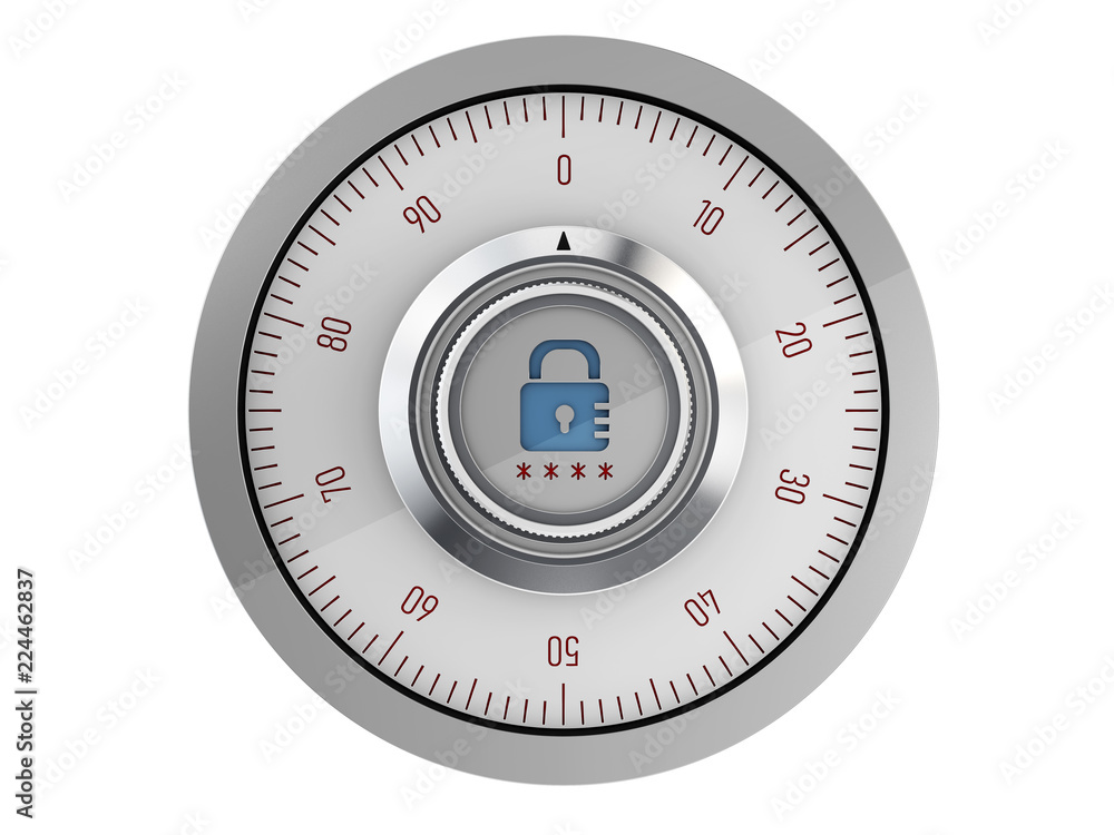 Realistic combination safe lock. Isolated on white background. 3d Illustration Realistic combination safe lock. Isolated on white background. 3d Illustration