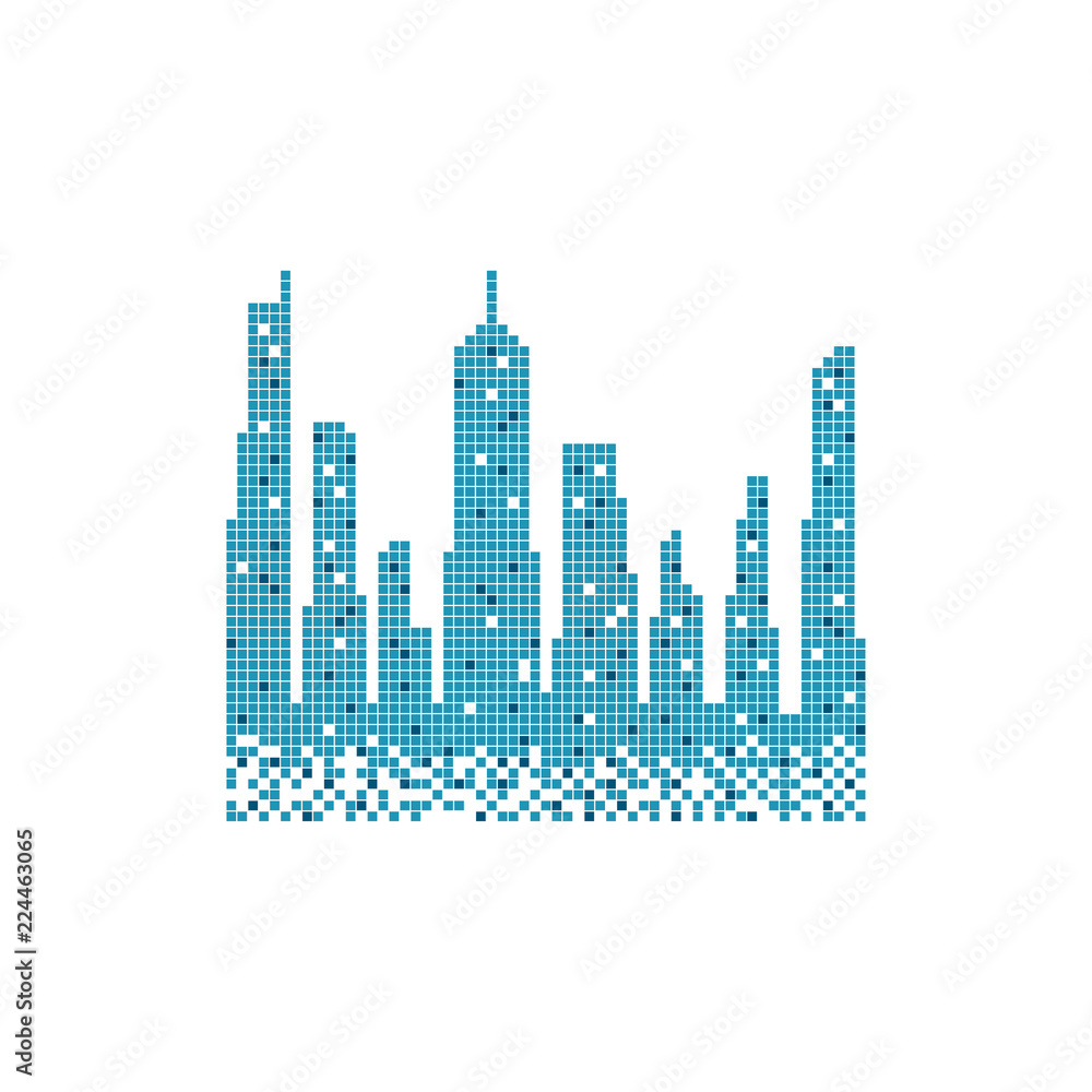 City skyline building pixels  illustration vector