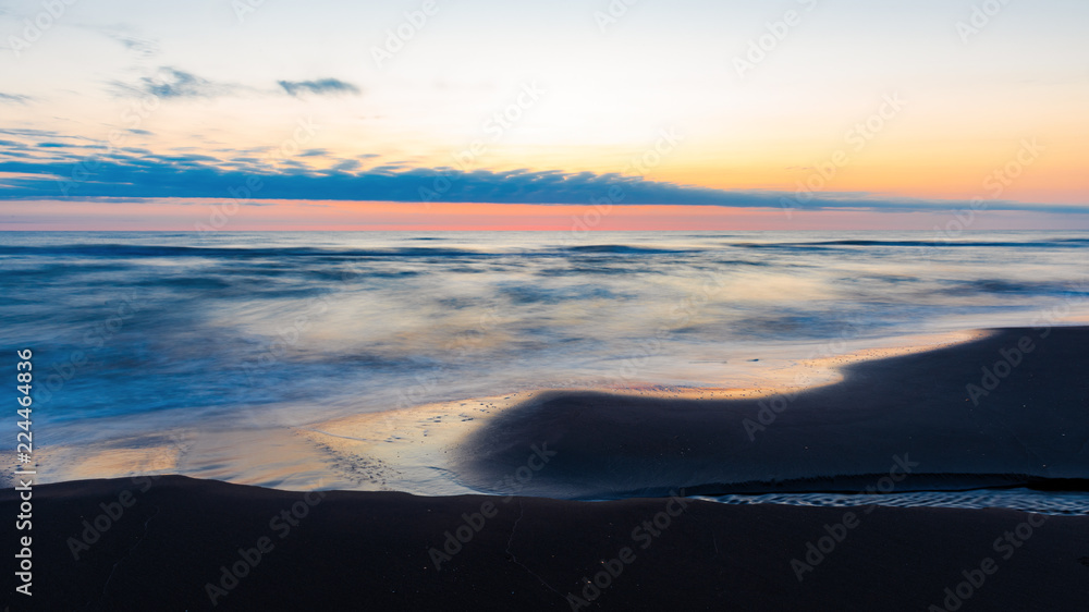 Fototapeta premium Before dawn on sea, long exposure photography