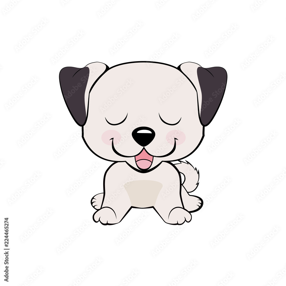 Happy cartoon puppy sitting, Dog friend. Vector illustration. Isolated on white background. Happy cartoon puppy sitting, Dog friend. Vector illustration. Isolated on white background.