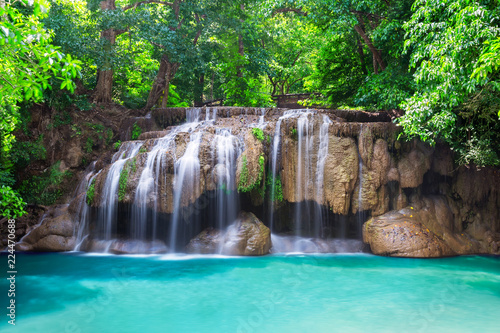 Fototapeta Naklejka Na Ścianę i Meble -  Deep rain forest jungle waterfall