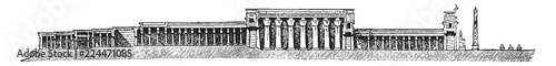 Luxor Temple, Amun,  vintage engraving.