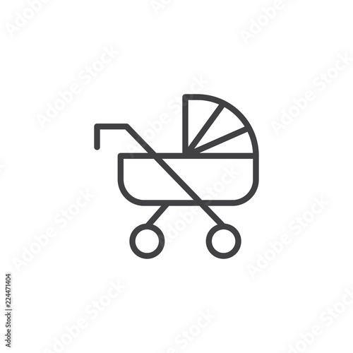 Baby stroller outline icon. linear style sign for mobile concept and web design. Pram simple line vector icon. Symbol, logo illustration. Pixel perfect vector graphics