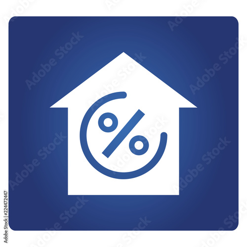 home and percentage for home mortgage concept icon in blue background