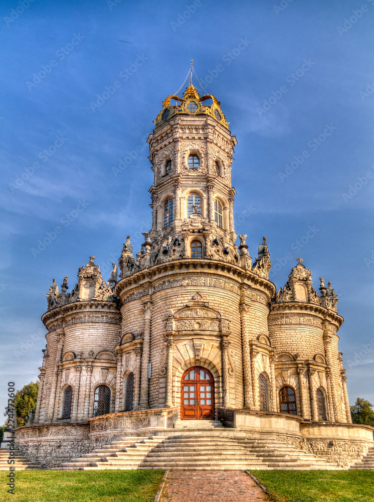 Exterior view of Church of Sign of Blessed Virgin in Dubrovitsy Znamenskaya church, podolsk Moscow region, Russia