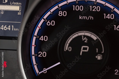 Close up of a Speedometer in a Car