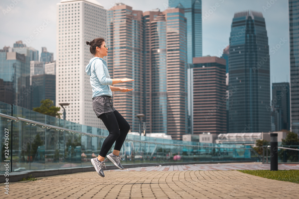 Woman doing workout in Hong Kong Woman doing workout in Hong Kong