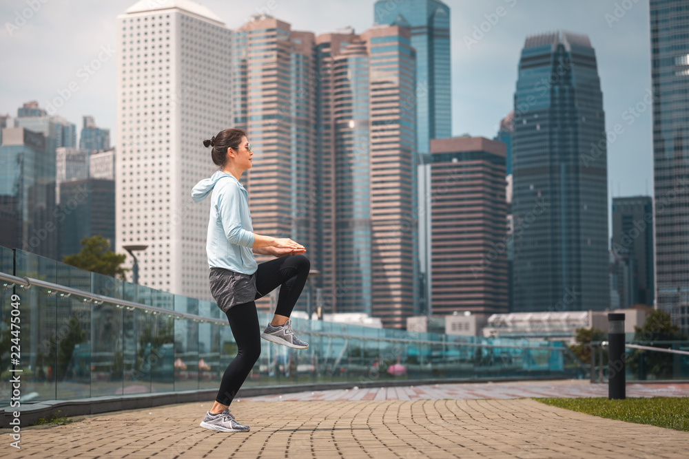 Woman doing workout in Hong Kong Woman doing workout in Hong Kong