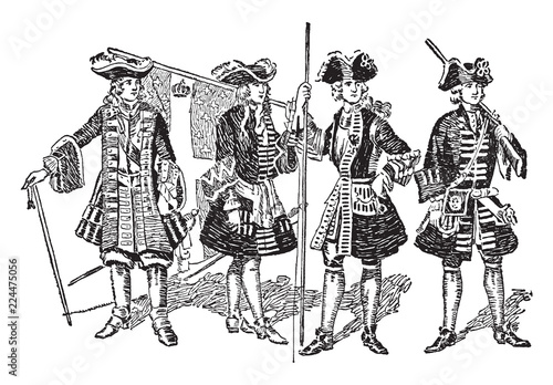 French Soldiers,vintage illustration.