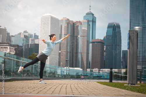 Woman doing workout in Hong Kong