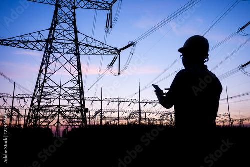 Power workers at work,