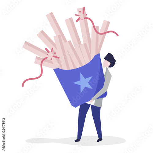Man holding a fries vector icon