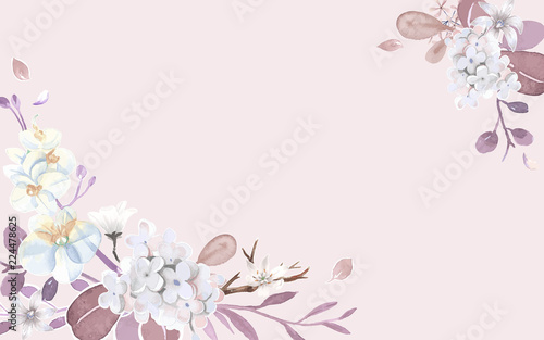 Greetings card with pink and floral theme