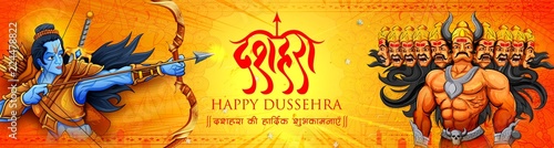 Lord Rama and Ravana for Happy Dussehra sale promotion