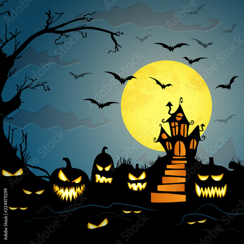 Halloween scary castle background