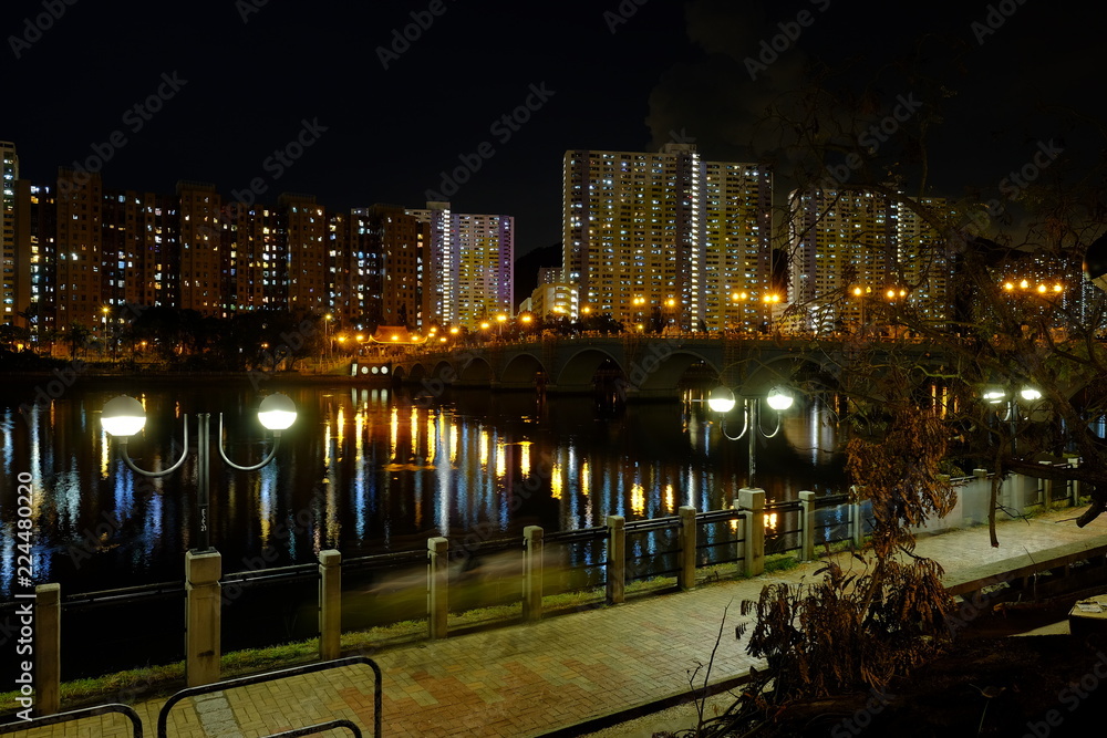 Hong Kong housing night harbor view river view Hong Kong housing night harbor view river view