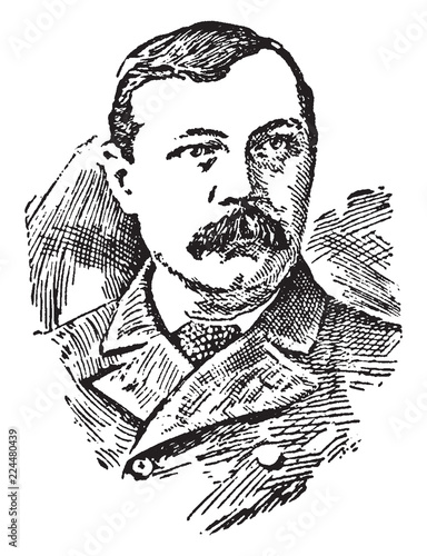 Sir Arthur Conan Doyle, vintage illustration photo