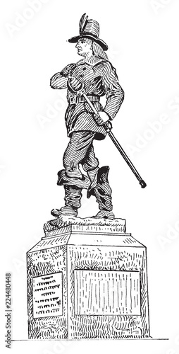 Statue of John Mason, vintage illustration