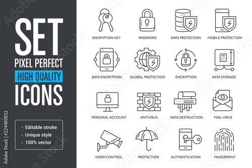 Set vector pixel perfect high quality lines icons