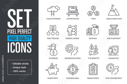 Set vector pixel perfect high quality lines icons