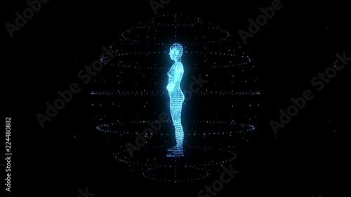 3D Digital Human Female Rotating [4K Seamless Loop] (Blue)