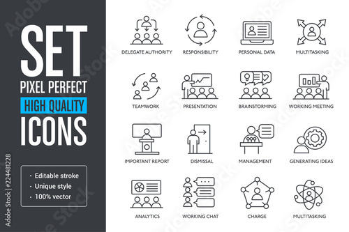 Set vector pixel perfect high quality lines icons