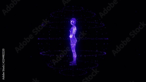 3D Digital Human Female Rotating [4K Seamless Loop] (Purple)