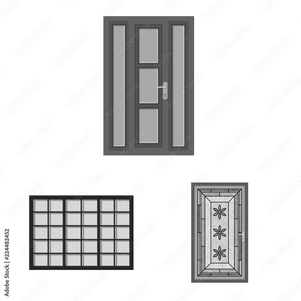 Vector design of door and front symbol. Collection of door and wooden stock symbol for web. Vector design of door and front symbol. Collection of door and wooden stock symbol for web.