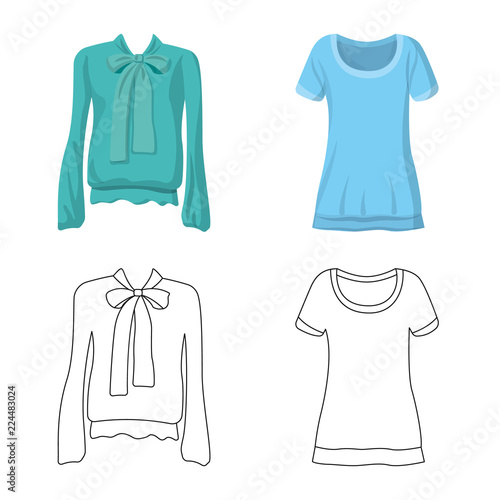 Vector design of woman and clothing logo. Collection of woman and wear stock vector illustration.