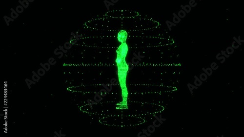 3D Digital Human Female Rotating [4K Seamless Loop] (Green)