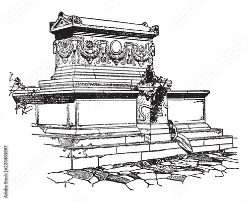 Sarcophagus vintage illustration.