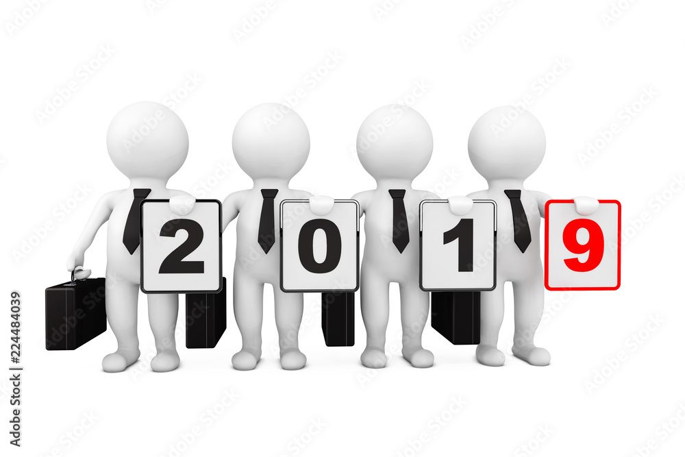 3d Businessmans with New 2019 Year Sign. 3d Rendering 3d Businessmans with New 2019 Year Sign. 3d Rendering