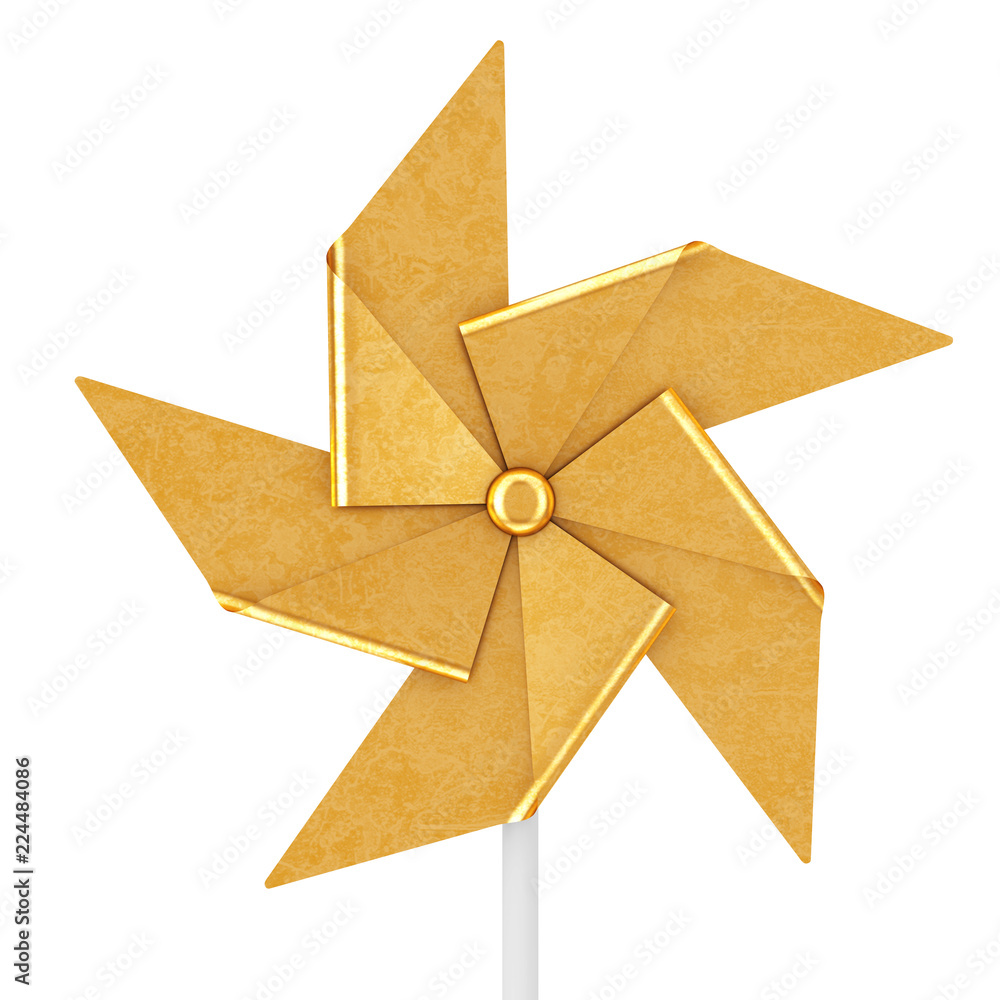 Golden Pinwheel Toy. 3d Rendering Golden Pinwheel Toy. 3d Rendering