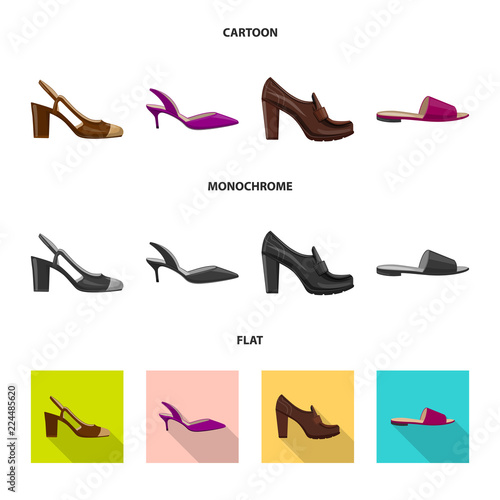 Fototapeta Naklejka Na Ścianę i Meble -  Vector design of footwear and woman icon. Set of footwear and foot vector icon for stock.