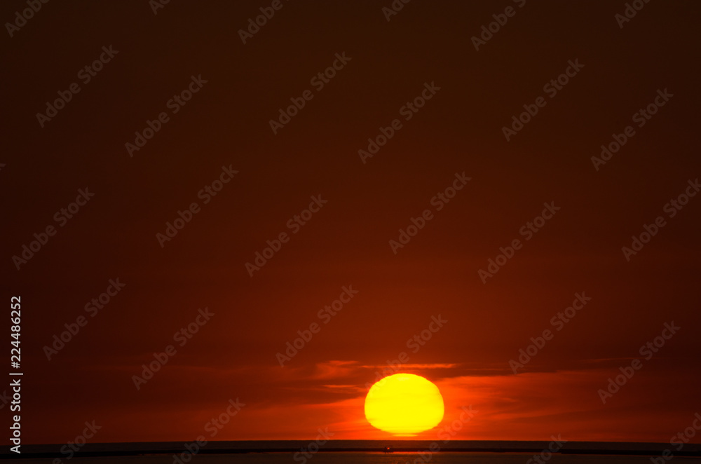 Sunset on the beach of La Barrosa, Chiclana de la Frontera, Cadiz