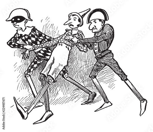 Pinocchio, vintage illustration