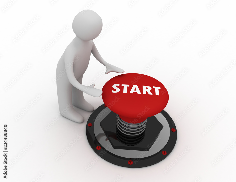 3d man push button start 3d man push button start