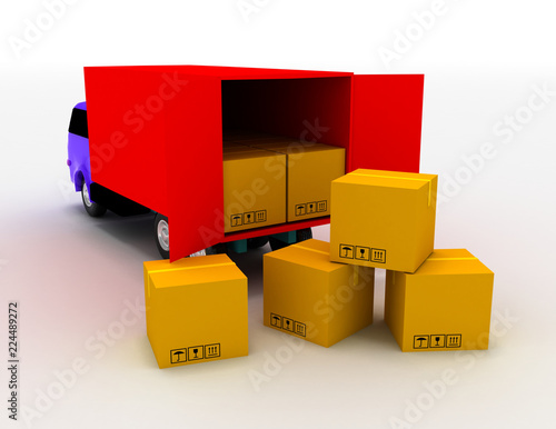 truck with boxes